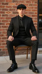 Boxy Fit Black Tie Suit Premium Quality Fashion