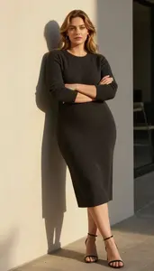 Confident Woman In Thermal Dress Stock Photo