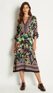 Fall Paisley Pattern Tropical Print Dress For Women