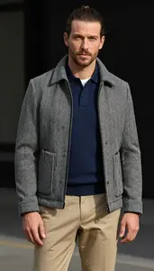 Man In Early 30s Sharp Man Herringbone Jacket Fashion
