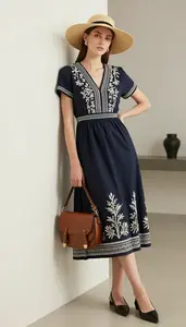 Well Dressed Woman In Couture Inspired Dress Stock Photo