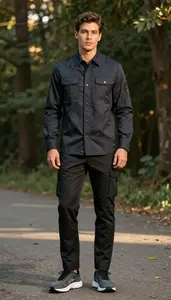 Young Professional Successful Man In Geometric Pattern Utility Shirt