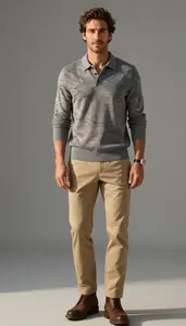 Abstract Print Knit Polo For Men Fashion Stock Photo