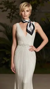 Alluring European Woman Woman In Beaded Gown