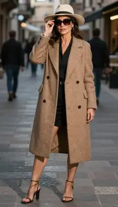 Alluring Mediterranean Woman Woman In Winter Coats Women
