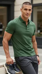 Approachable Mediterranean Man Man In Green Shirts For Men