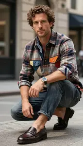 Beach Flannel Shirt For Men Stock Photo