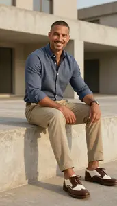 Button Down And Chinos Fashion Model Youthful European Man
