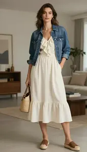 Confident European Woman Woman In Understated Elegant Dress