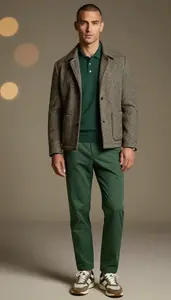 Contemporary Mediterranean Man Fashion Tweed Jacket Look