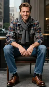 Editorial Flannel Shirt Nordic Man Man In 50s