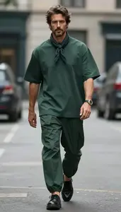 Fair Skinned Man Man Monochrome Styling Oversized Tee
