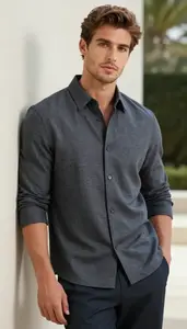 Flannel Shirt For Casual Everyday Wear Mediterranean Man Man Stock