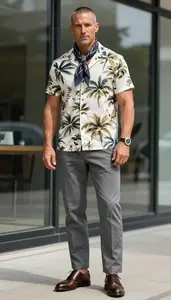 Hawaiian Shirt Fashion Model Attractive European Man