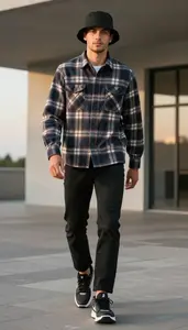 Man In Early 20s Contemporary Man Flannel Shirt Fashion