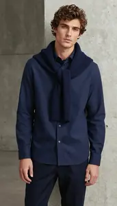 Man In Early 20s Friendly Man In Navy Blue Navy Blue Dress Shirt