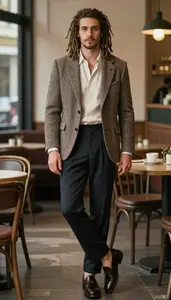 Man In Mid 20s Successful Man In Pinstripe Tweed Jacket