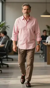 Man In 40s Smart Man Pink Shirts For Men Fashion