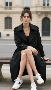 Monochrome Styling Black Dresses For Women Fashion Stock Photo