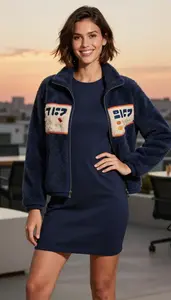 Power Dressing Navy Dresses For Women Fashion Stock Photo