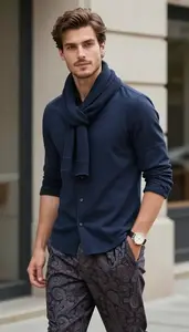 Professional Scandinavian Man Man In Solid Casual Shirt