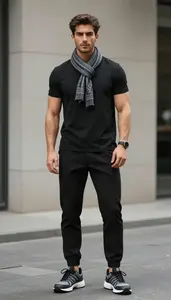 Smart Basic Black Tee Menswear Photography Stock