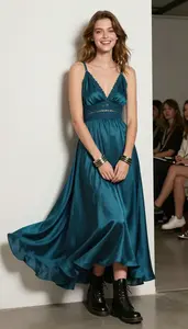 Style Inspiration Cropped Fit Satin Gown