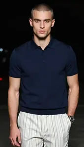 Young Professional Smart Man In Striped Polo And Trousers