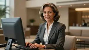 Cfo Typing On Computer Professional Stock Photo