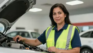 Female Appliance Repair Technician Composing