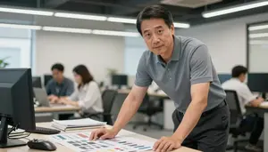 Male Hospitality Manager Reviewing Designs