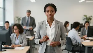 Female Stock Broker Mentoring Junior Staff