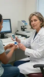 Genetic Counselor Performing Blood Draw Healthcare Stock Photo
