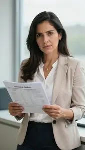 Grants Coordinator Reviewing Spreadsheet Professional Stock Photo