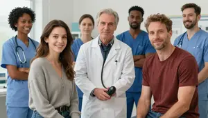 Nephrologist Collaborating With Team Healthcare Stock Photo