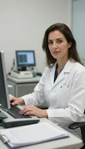 Professional Optometrist Entering Medical Data