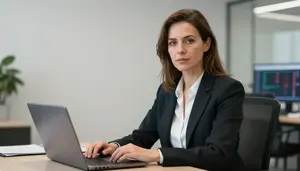 Woman Investment Professional Analyzing Portfolio Returns