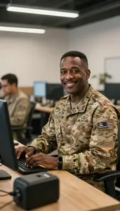 Male Coach Typing On Computer
