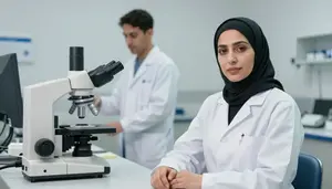 Microbiologist Performing Physical Examination Healthcare Stock Photo