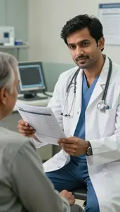 Neurologist Reviewing Medical Records Healthcare Stock Photo