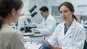 Professional Microbiologist Updating Patient Charts