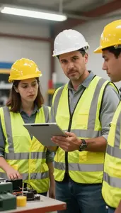 Recycling Coordinator Mentoring Junior Staff Professional Stock Photo