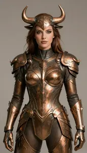 Female Superhero Bronze Armor With Bull Motif