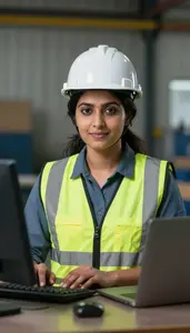 Female Worker Typing On Computer