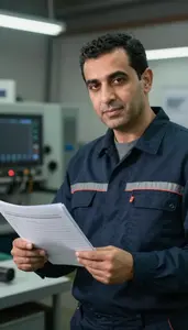 Male Grants Coordinator Reviewing Spreadsheet