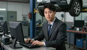 Male Worker Typing On Computer