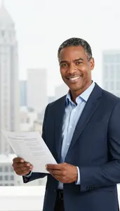Man Investment Professional Reviewing Peer Analysis