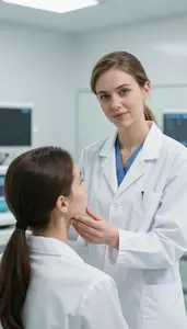 Microbiologist Performing Skin Check Healthcare Stock Photo
