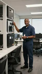 Professional Lecturer Installing Equipment