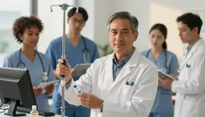 Professional Pharmacist Inserting Iv